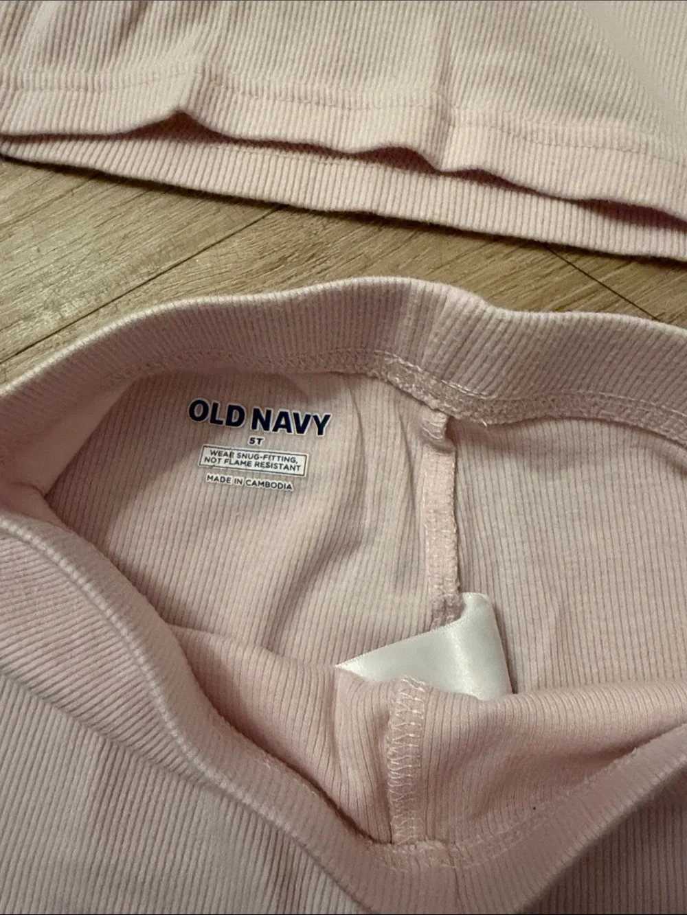 Old Navy Girls Light Pink Ribbed Short Sleeve Pajama Set